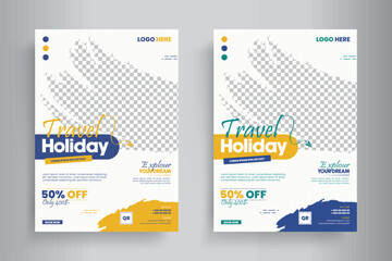 Travel Flyer or Poster Template design layout, Travel agency flyer vector posters for business. 