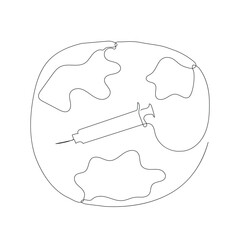 Sketch outline concept minimal syringe vaccine medical in drawing continuous line art. syringe dose doctor science tool hand drawn with white ioslated background. Abstract,vector,illustration.