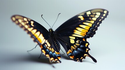 Fototapeta premium butterfly on white background insect real photo natural creature dreamy beautiful texture color butterfly border