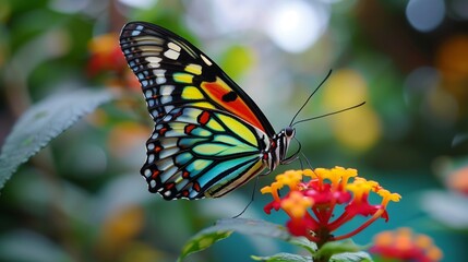 Obraz premium colorful beautiful butterfly close-up a macro background