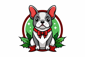 Christmas French bulldog vector illustration