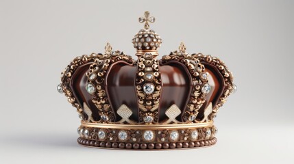 Obraz premium Graceful 2D design of a crown, featuring coffee elements and diamond accents, ideal for a ruler in a fantastical coffee kingdom