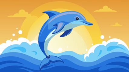 dolphin jumping river vector illustration