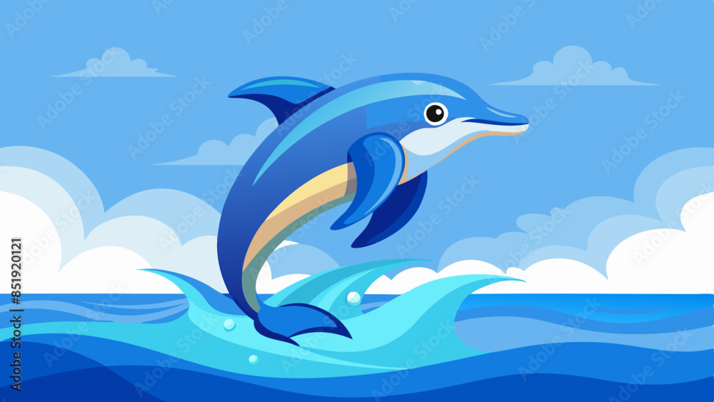 Wall mural dolphin jumping in river vector illustration - Wall murals