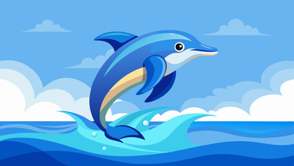 dolphin jumping in river vector illustration