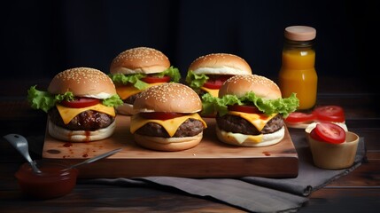 Savory Cheeseburger Stack: Layers of Flavor on a Dark Background