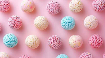 Fototapeta premium Colorful Ice Cream Scoops on Pink Background