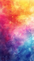 A soft and artistic background with gentle watercolor strokes forming a vibrant rainbow