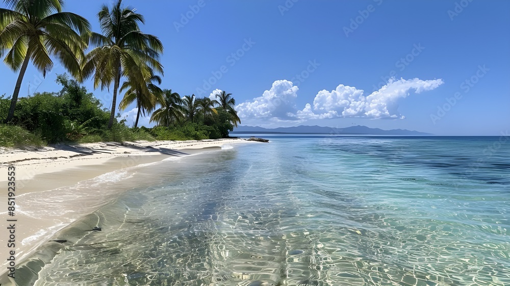 Wall mural beach with palm trees