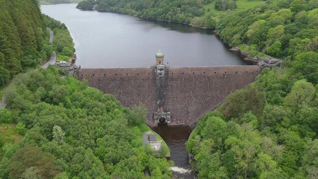 Aerial view of the Pen y Garreg Dam in Elan Valley, Wales