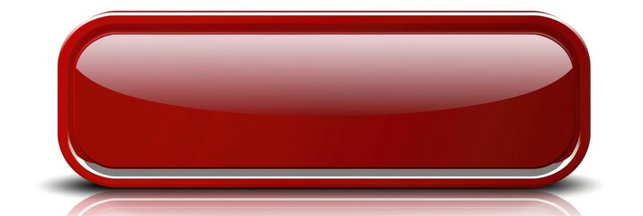 Red Button Label Sign Plate. Rectangle Shiny Icons and Banner Design
