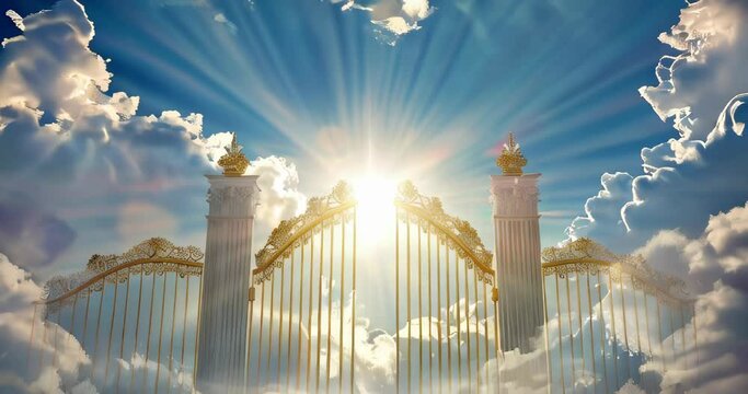 Abstract portrayal of the afterlife journey to meet God in heaven, echoing Christian faith and devotion