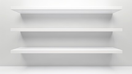 Ideal empty white shelves for placing objects
