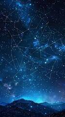 Fototapeta premium A tranquil background of neatly aligned stars forming geometric patterns against a night sky