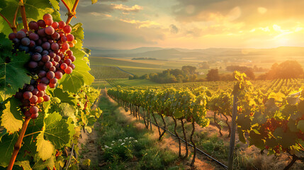 Naklejka premium Vineyards, wallpaper, the birthplace of delicious wine