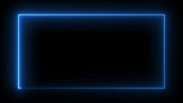Abstract glowing neon rectangle border frame in the shape rectangle glowing and futuristic energy line animation.Glowing neon rectangle frame line .