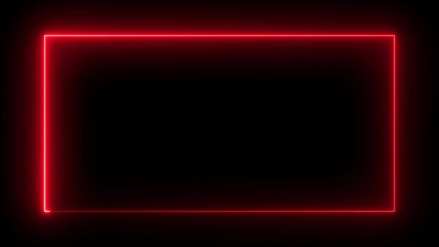 Abstract glowing neon rectangle border frame in the shape rectangle glowing and futuristic energy line animation.Glowing neon rectangle frame line .