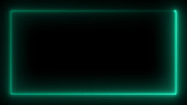 Abstract glowing neon rectangle border frame in the shape rectangle glowing and futuristic energy line animation.Glowing neon rectangle frame line .