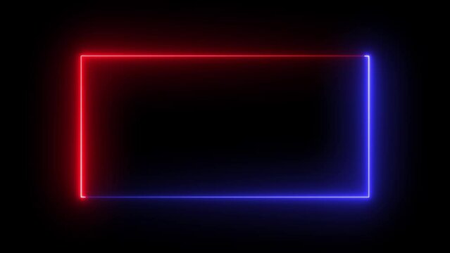Abstract glowing neon rectangle border frame in the shape rectangle glowing and futuristic energy line animation.Glowing neon rectangle frame line .