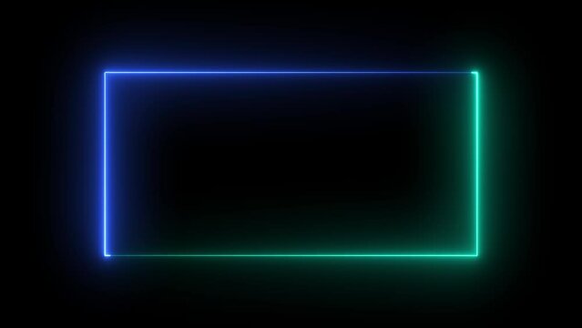 Abstract glowing neon rectangle border frame in the shape rectangle glowing and futuristic energy line animation.Glowing neon rectangle frame line .