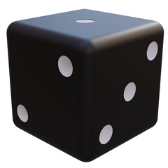 3d render black dice with background transparent