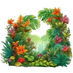 Fototapeta premium Cartoon Flora and Fauna in Vibrant Vector