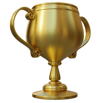 3d render first place champion gold trophy cup with transparent background