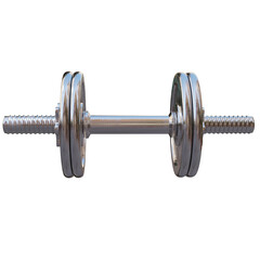 3d render metal dumbell with transparent background