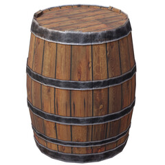 3d render wooden barrel with transparent background