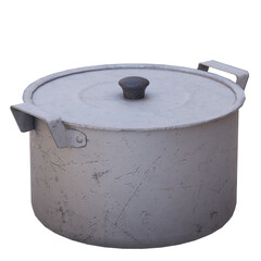 3d render old aluminum pan with transparent background