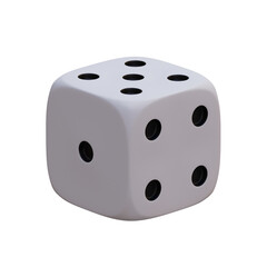 3d render white dice with background transparent