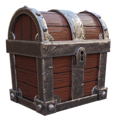 3d render treasure chest with transparent background