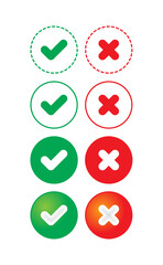 four steps confirmation symbol, cancellation symbol. round confirm and cancel symbol concept