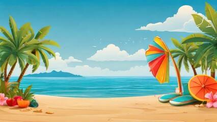 happy summer beach vector background 
