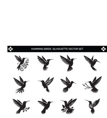 Hummingbirds Silhouette Vector Illustration 