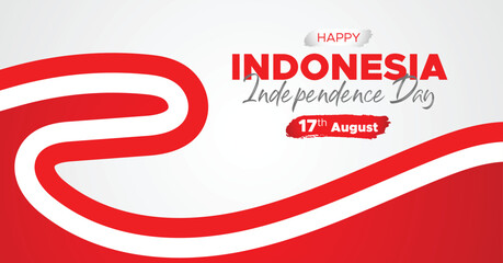 Obraz premium Indonesia Independence Day Web Banner With Red and White Flag in Background. 17 August Indonesia Happy Independence Day Social Media Post and Cover Banner, Flyer, Invitation card, Brochure, Poster