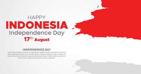 Indonesia Independence Day Web Banner With Red and White Flag in Background. 17 August Indonesia Happy Independence Day Social Media Post and Cover Banner, Flyer, Invitation card, Brochure, Poster