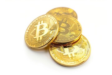 bitcoin on white background.