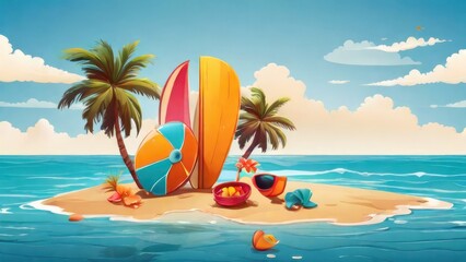 happy summer beach vector background 