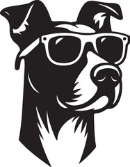 Dog Head Wearing Sunglasses Silhouette Vector on White Background