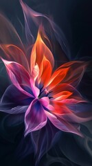 Abstract vibrant flower wallpaper for mobile phones with colorful waves