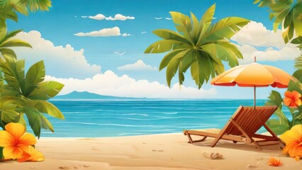 Obraz premium happy summer beach vector background 