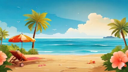 Fototapeta premium happy summer beach vector background 