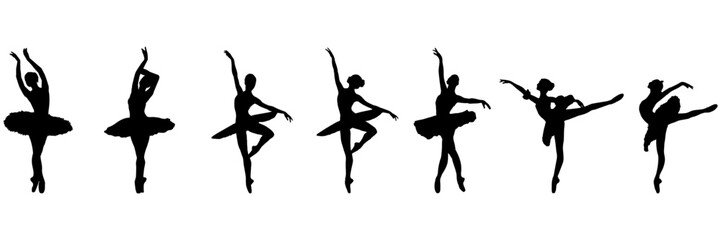 Set silhouette illustration  background for a Ballet dancers © Al