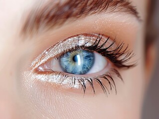 Obraz premium A detailed view of a womans eye with lengthy eyelashes