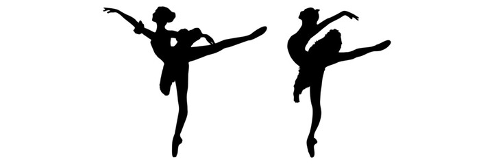 Set silhouette illustration  background for a Ballet dancers