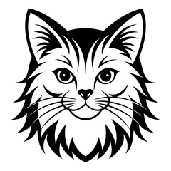 Persian cat face vector silhouette illustration svg file
