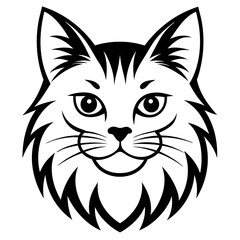 Persian cat face vector silhouette illustration svg file
