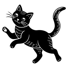 cute cat jumping style vector silhouette illustration svg file
