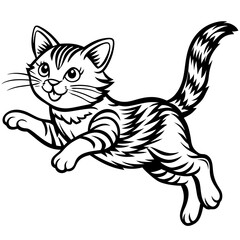 Obraz premium cute cat jumping style vector silhouette illustration svg file 